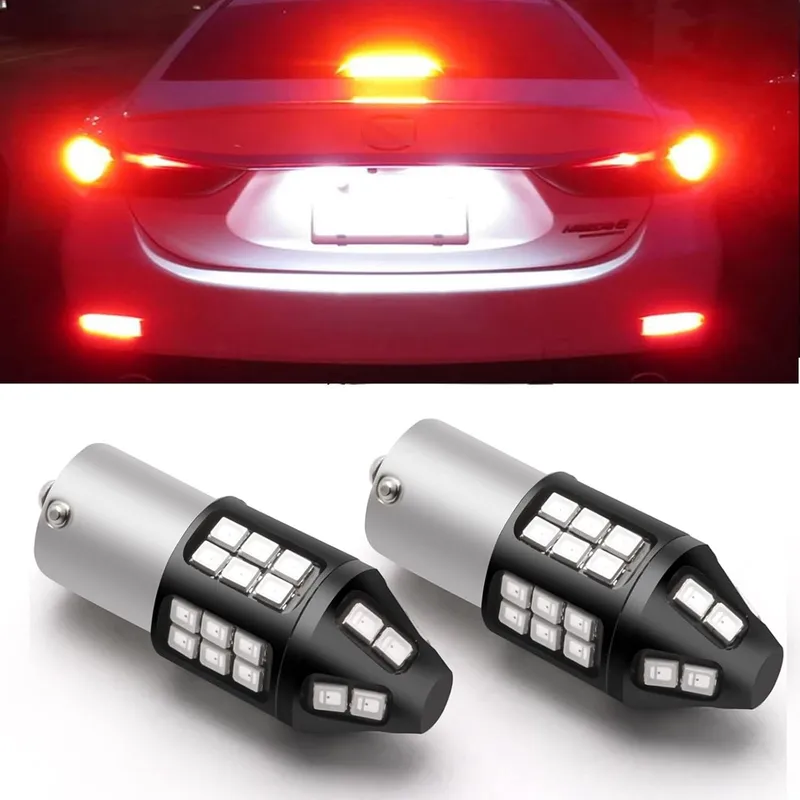 Xotic Tech 2X Red LED Strobe Flash Brake Stop Tail Light Compatible with BMW 320i 328i 330i or VW Golf 2010-2014 or Hond