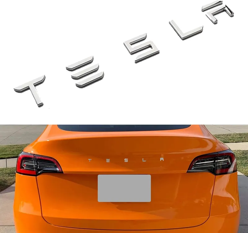 YHCDSEA 3D Raised Tesla Tailgate Insert Letters Emblems ABS Material Compatible with Tesla Model 3 Y S X Series Accessor