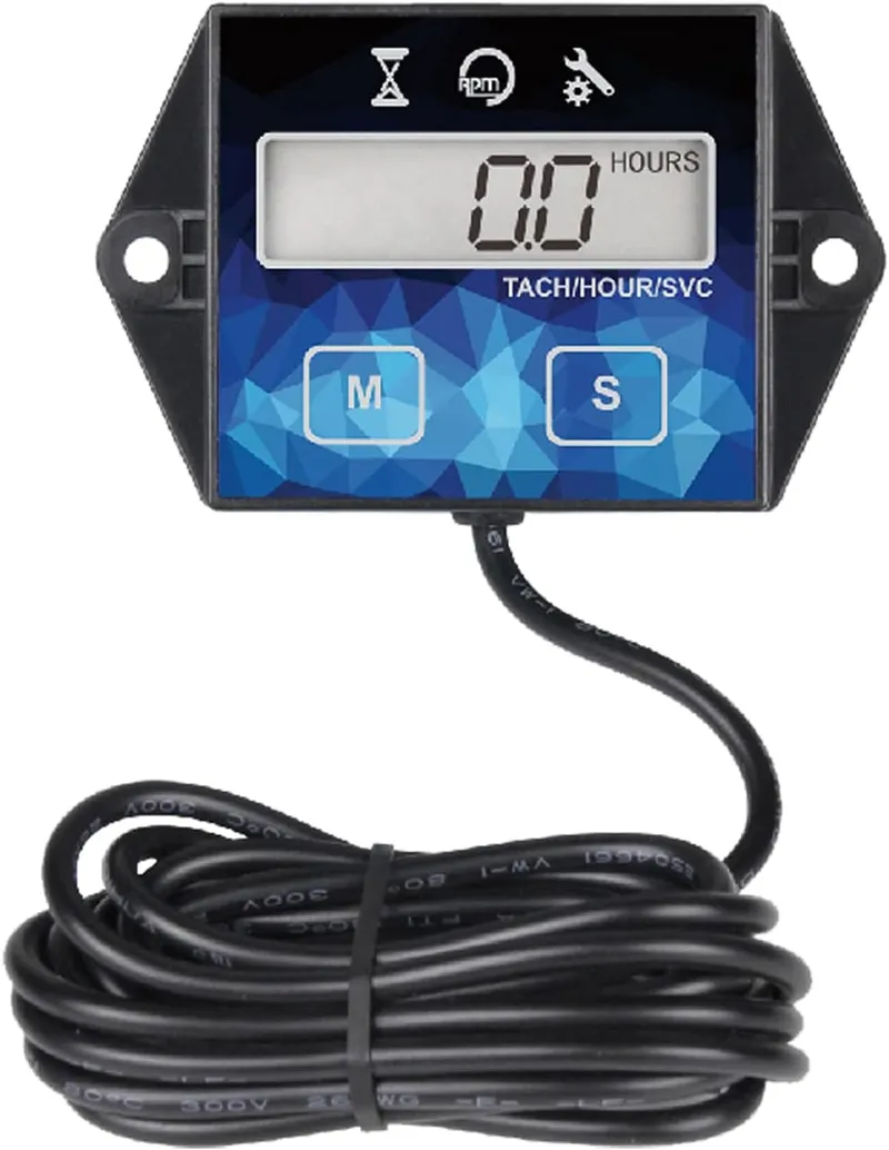 Yooreal Digital Small Engine Tachometer Hour Meter,Resettable Hours,Replaceable Battery for Lawn Mower Generator Chainsa