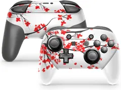 ZOOMHITSKINS Switch Pro Controller Skin, Compatible for Nintendo Switch Controller Skin, White Cherry Blossom Sakura Floral Japan, 3M Vinyl Cover, Durable & Fit, Easy to Install, Made in The USA