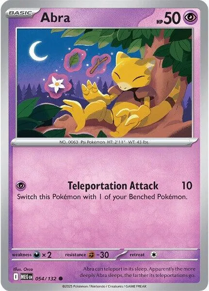 Yellow Pokémon sleeping under tree at night, holographic art, basic card.
