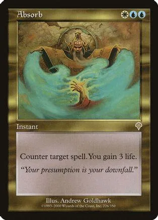 Card art depicts a figure rising from a turquoise wave. Black and gold frame.