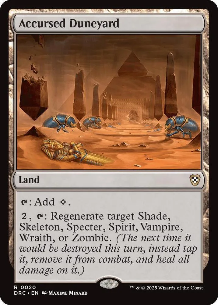Magic: The Gathering card art showing desert ruins and blue creatures.