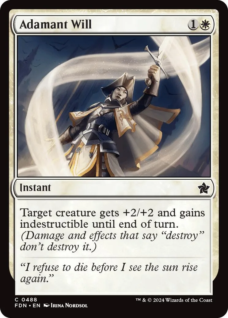 Card art shows armored figure with sword raised against a bright, swirling background.