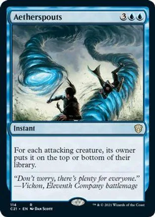 Blue and white magic card art showing swirling blue energy and figures.