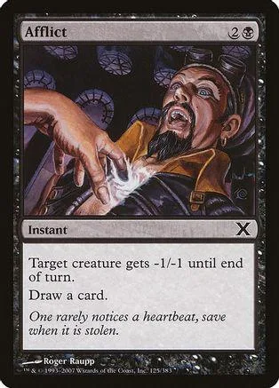 Card art depicts man with beard, dramatic expression, dark background. Instant spell.