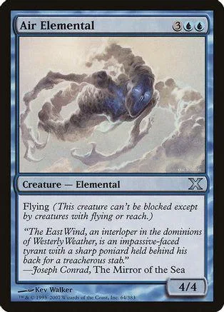 Blue elemental creature with swirling clouds, showing attack and defense stats.