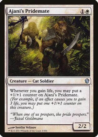 Cat soldier creature card art, green jungle setting, black and white text.