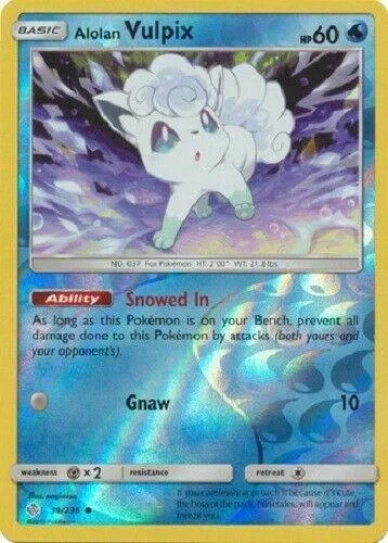 White fluffy Pokémon on a blue and purple card with HP 60.
