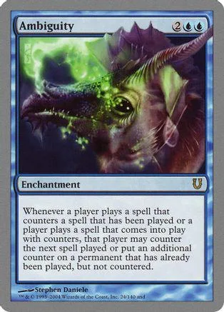 Dark, horned creature with glowing green accents on a Magic: The Gathering card.