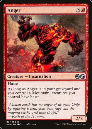 Red and black fiery creature on a Magic: The Gathering card.
