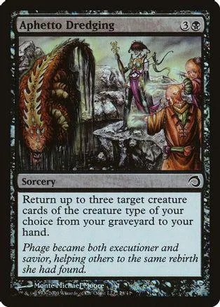 Magic: The Gathering card, Aphetto Dredging, dark fantasy art, black and white frame.