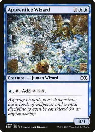 Wizard card art showing a figure amidst chaotic, swirling blue and brown energy.