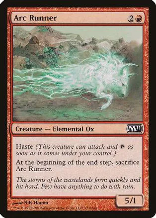 Green elemental ox creature card art, showing a white, ethereal beast in a landscape.