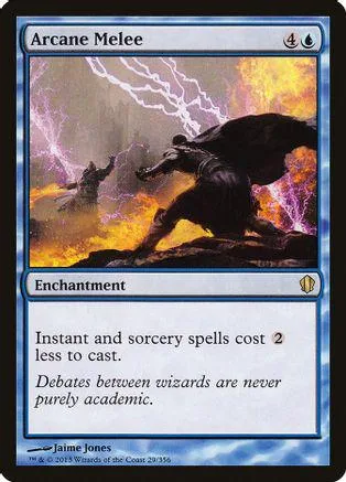 Black creature attacks with lightning in a dramatic, colorful scene.