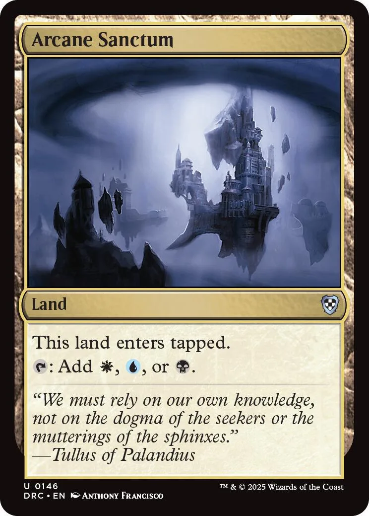 Magic: The Gathering card, Arcane Sanctum, dark fantasy castle scene.