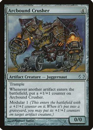 Dark, mechanical juggernaut monster card art. Black and bronze tones.