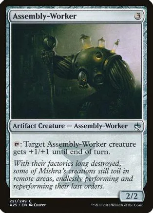 Dark robot creature on card art. Black and silver tones. Card shows ability text.