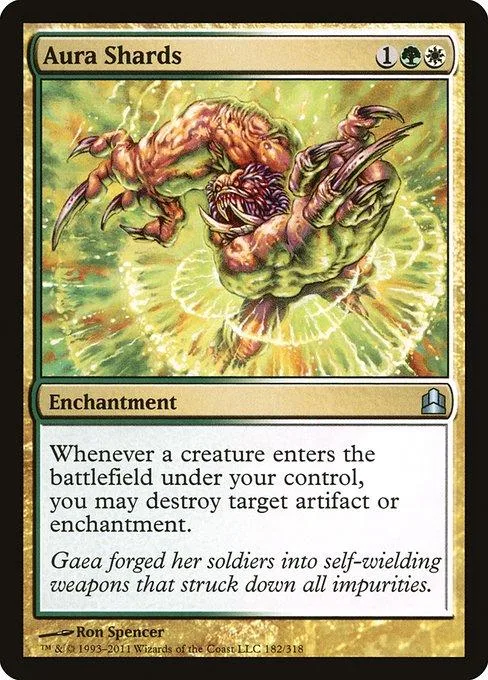 Creature card art: reddish-brown and green monstrous figures in a glowing circle.