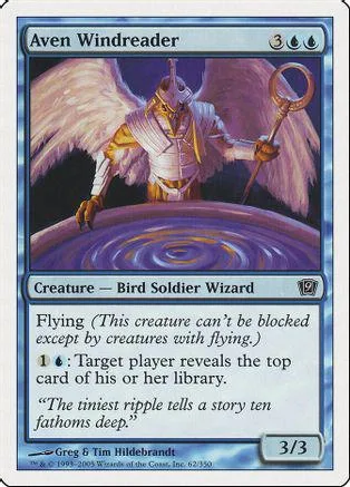Winged warrior figure on card art, purple swirling background, white and gold tones.