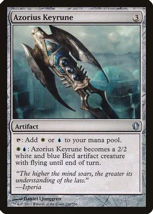 Dark, mechanical creature card featuring blue and silver tones.