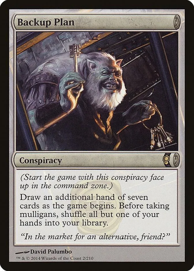 Fantasy creature with glowing eyes on a card titled "Backup Plan.