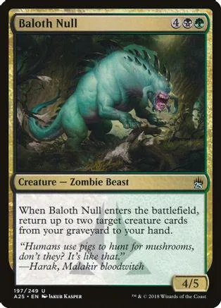 Blue-green zombie beast creature card, Baloth Null, in a standard trading card frame.