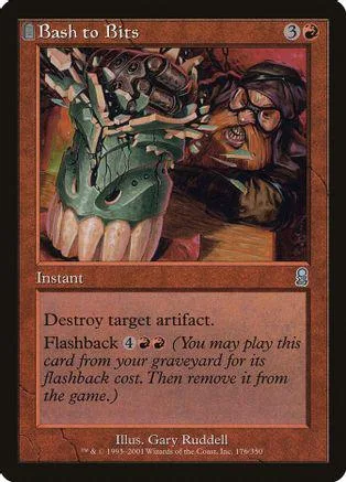 Dark fantasy art card showing monstrous creature and shadowy figure.