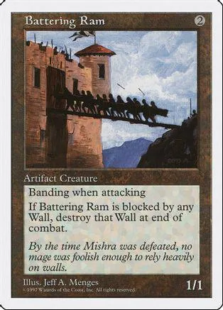 Card art depicts a stone castle wall with figures marching across it.