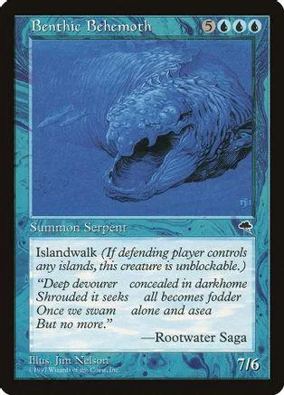 Blue serpentine creature on a card with text box and card number 716.