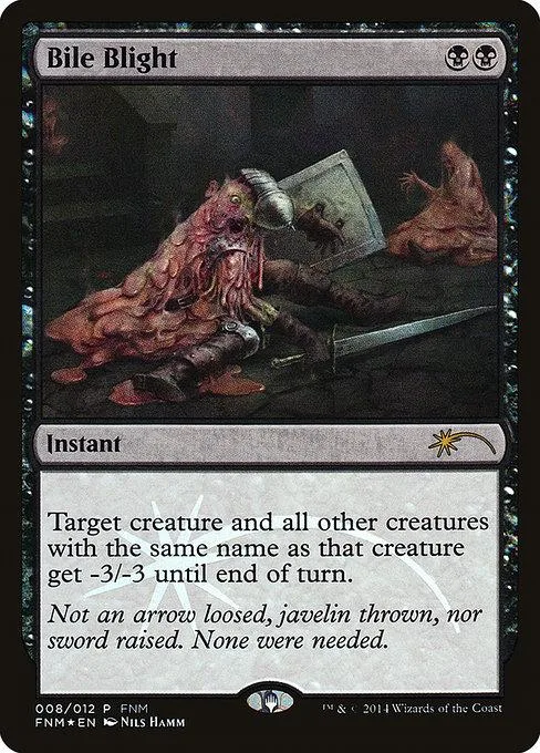 Dark fantasy creature on a black card. Instant spell text visible.