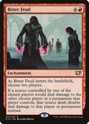 Dark figure in cloak stands before misty, archway landscape on card.