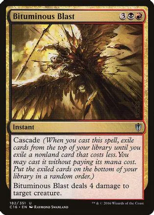 Dark, fiery creature illustration on a black and gold Magic: The Gathering card.
