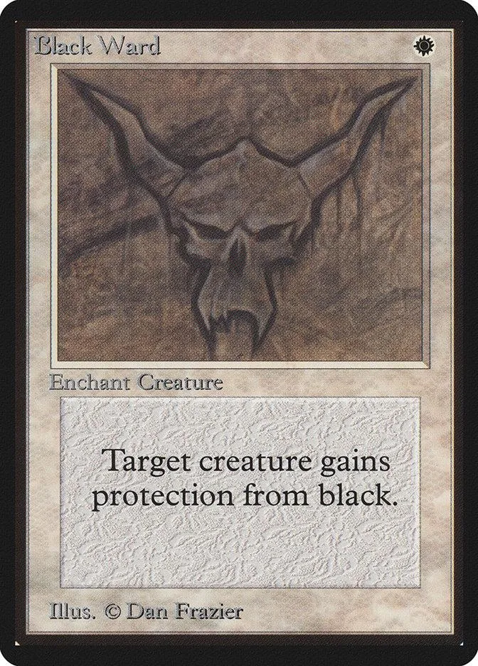 Black Ward card art: dark skull with horns on brown background.