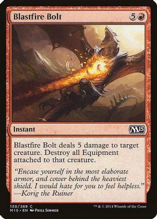 Card art depicts fiery blast striking a dark, winged creature.