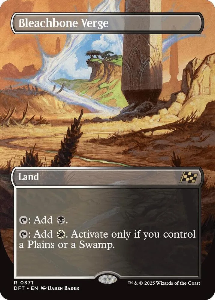 Magic: The Gathering land card, Bleachbone Verge, desert landscape art.