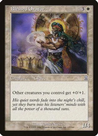Card art depicts a robed figure with a halo against a purple, swirling background.