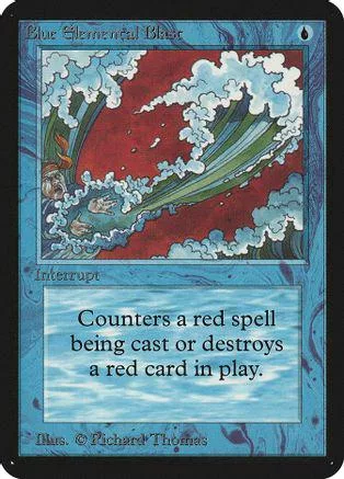 Blue Elemental Blast card art: red and blue swirling energy against a dark background.