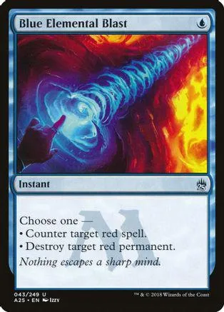 Blue Elemental Blast Magic: The Gathering card, blue and red elemental blast art.