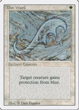 Blue card with swirling blue and brown artwork. Text reads "Blue Ward.