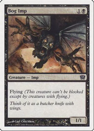Dark imp creature with wings on a card, showing aggressive pose.