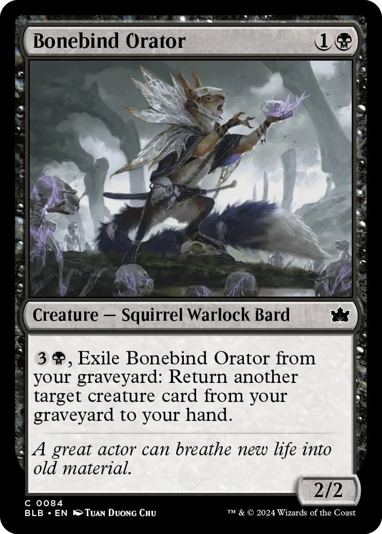 Squirrel warlock bard creature card art featuring a creature in a forest.