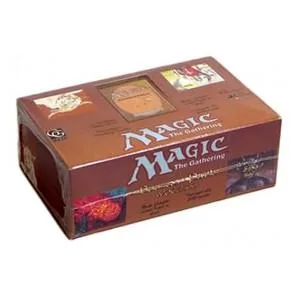 Brown Magic: The Gathering booster box, sealed, visible artwork on lid.