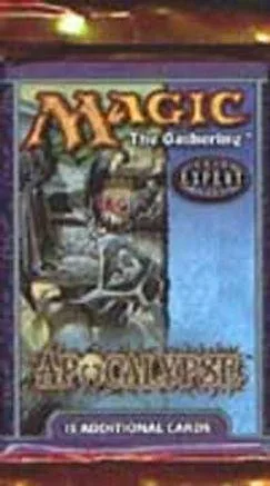 Magic: The Gathering Apocalypse set booster pack, colorful artwork visible.