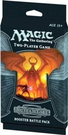 Magic: The Gathering Two-Player Game booster pack, dark packaging, fiery art.