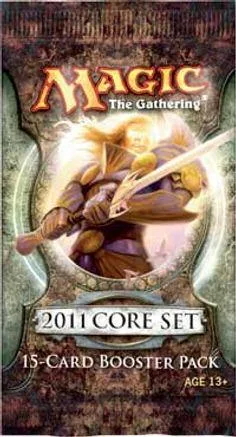 Magic: The Gathering 2011 Core Set booster pack art featuring a golden-haired warrior.