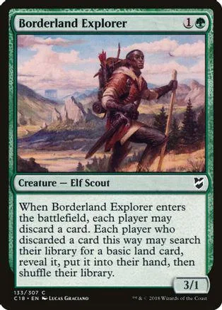 Elf scout character in brown gear walking through a mountainous landscape.