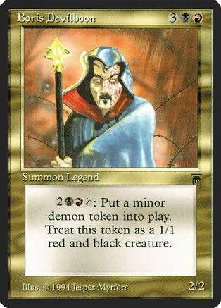 Blue and red mage with staff on card. Summon Legend ability text visible.