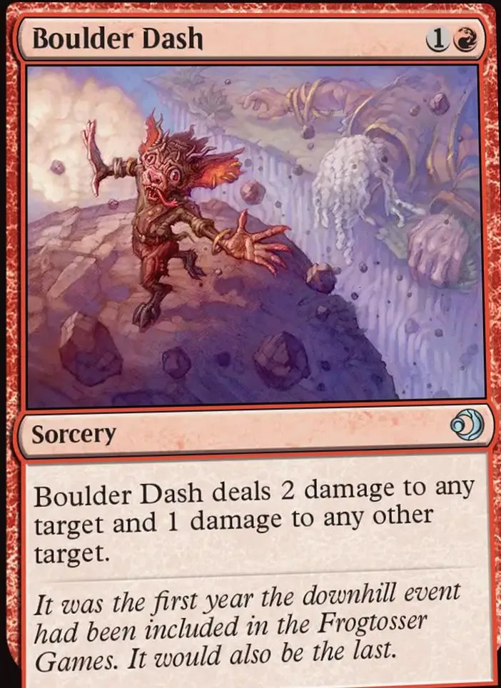 Goblin creature on a rocky slope, fantasy art, Magic: The Gathering card.