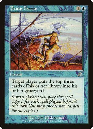 Magic: The Gathering Brain Freeze card art showing a figure in a chaotic, wintry scene.